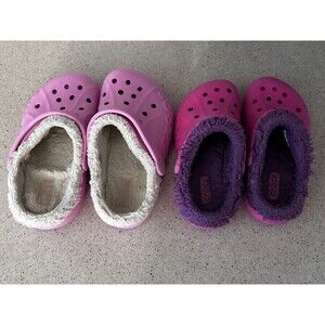 Lot of 2 Crocs Kids Classic Lined Clogs - Little Kid Sizes 12-13 & 2-4